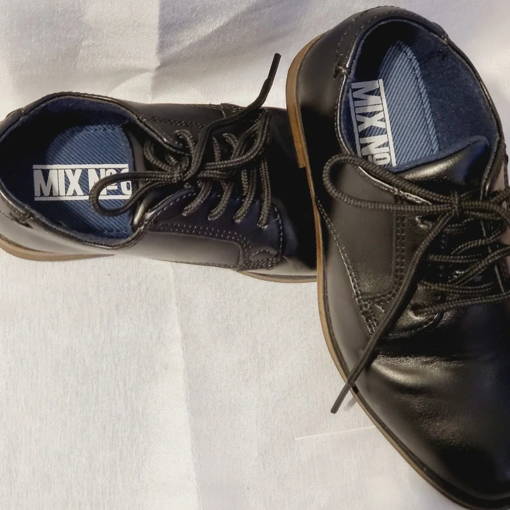 Mix No. 6 Buckley Kids Black Lace Up Dress Shoes Plain Toe Size 13M 8726036